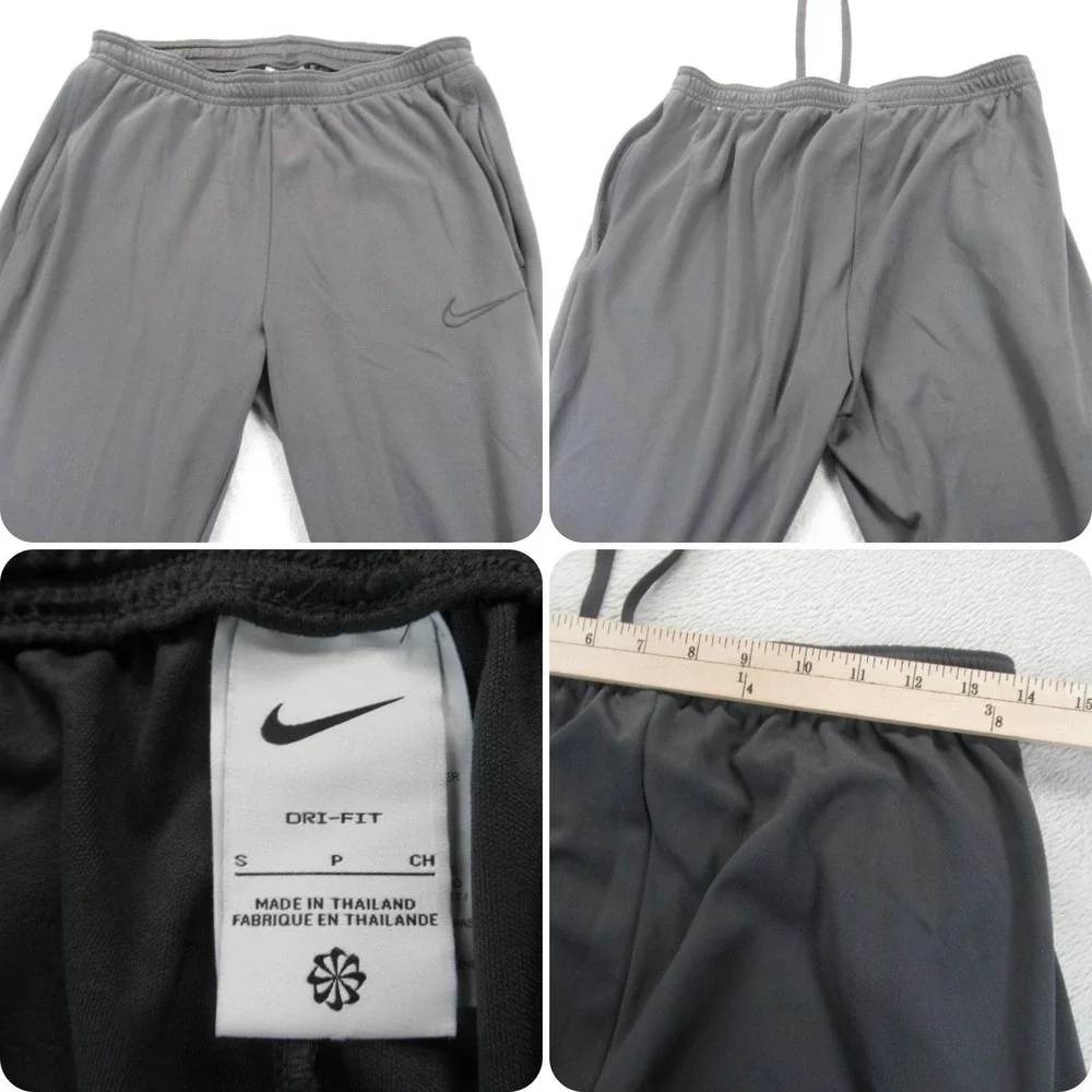 Nike Dri Fit Soccer Pants Womens Small Gray Elastic Drawstring Waist Zip Pockets